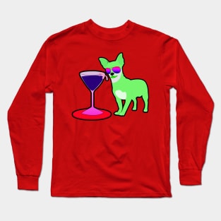 Green Chihuahuas and Champagne Long Sleeve T-Shirt